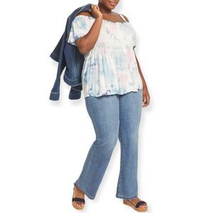 LANE BRYANT Swing Flutter-Sleeve Off-The-Shoulder Babydoll Tee SZ.14/16 NWT